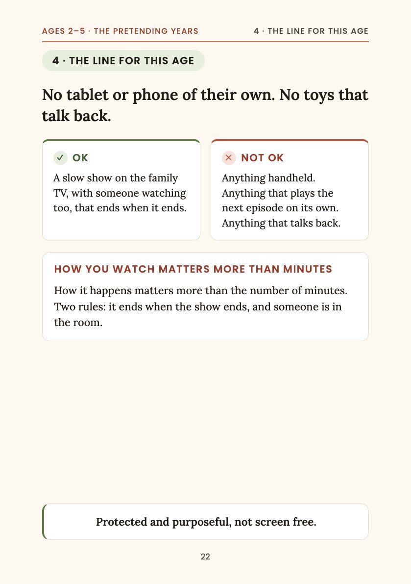 Sample page: The line for ages 2 to 5, with OK and Not OK side by side.